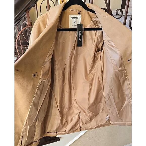 Allegra K Khaki Mid Length 2 Button Dress Coat Size XS - Picture 4 of 6